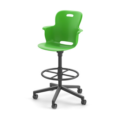 Ethos Five Star Base Stool Height Chair with Swivel Seating Shell and Soft Wheel Casters - Green Apple SMS-05-V158-2ES4CSW0.8E