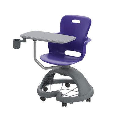 Ethos 18 Inch Storage Base Chair with Swivel Seating Shell, Pencil Rim Work Surface, Cup Holder, and Soft Wheel Casters - Navy SMS-05-V158-2ES1CSW2.8J