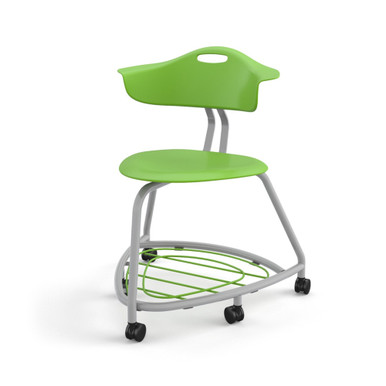 360 Chair with Back, Bookbag Rack, and Hard Wheel Casters - Green Apple SMS-05-V158-TS1CHW1.18PL.8E