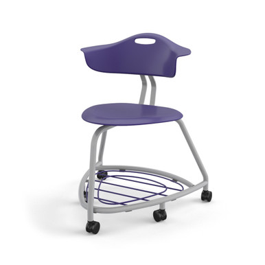 360 Chair with Back, Bookbag Rack, and Hard Wheel Casters - Navy SMS-05-V158-TS1CHW1.18PL.8J