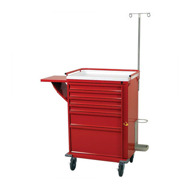 6-Drawer Emergency Crash Cart with Breakaway Lock and Plastic Top, 30" W x 40" H SMS-04-V68-V30-6EMG