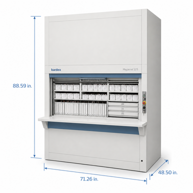 Kardex Remstar Pathology Blood Slide Vertical Carousel Storage System - 14 Carriers - 308 Trays - 88.59"H SMS-806-V159-SSG-115-1410N