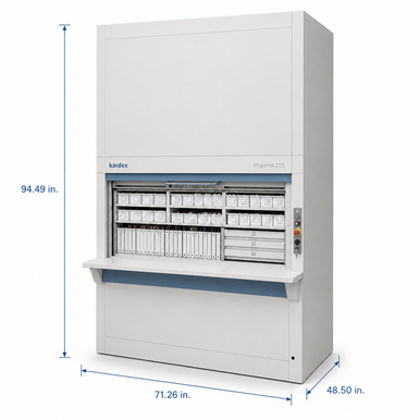 Kardex Remstar Pathology Blood Slide Vertical Carousel Storage System - 15 Carriers - 330 Trays - 94.49"H SMS-806-V159-SSG-115-1510N