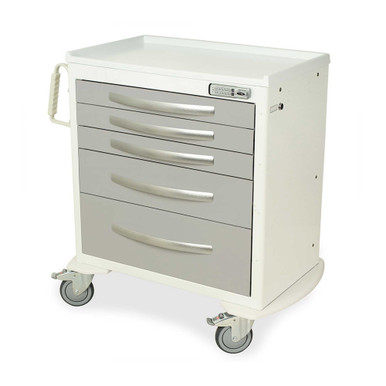 5-Drawer Aluminum Anesthesia Cart, 37" W x 37" H, Electronic Lock SMS-04-V68-MPA3024E05