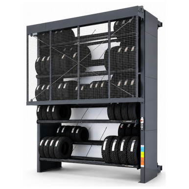 Vertical Tire Carousel - 28'' Max Tire Diameter - 204'' W x 79'' D x 181'' H - Approximately 210 Tire Capacity