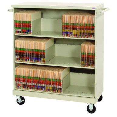Deluxe Open File Transport Cart with 3 Shelves - 44'' W x 18'' D x 48'' H - Steel