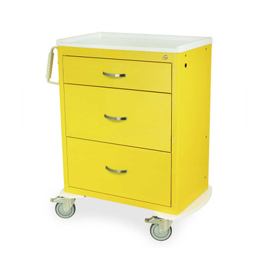 3-Drawer Steel Isolation Cart with Key Lock and Antimicrobial Top, 38" W x 22" D x 43" H SMS-04-V68-MDS3030K03