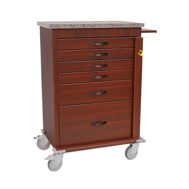 6-Drawer Emergency Cart with Breakaway Lock and Pull-Out Shelf, Wood SMS-04-V68-WV6400-CM