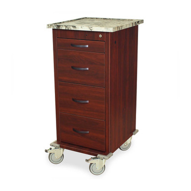Wood Vinyl Medication Cart With Key Lock, 25" Wide, 4 Bins SMS-04-V68-WV240PC-CM