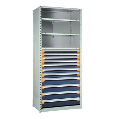 11-Drawer Steel Shelving with Drawers - 36"W x 24"D - R5SEE-754807 SMS-03-V81-R5SEE-754807