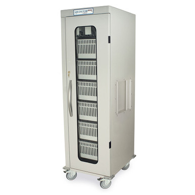 Single Column Medical Storage Cart with Modular Tray System, 22.5" W x 27" D x 75.75" H