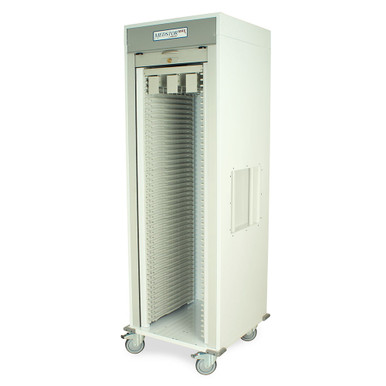 Single Column Tambour Door Medical Cart with Modular Tray System, 27.8" W x 29.6" D x 76" H