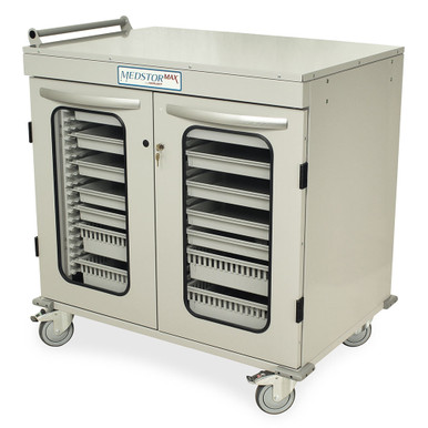 Half Height Double Column Medical Cabinet with Glass Double Doors, 40.1" W x 29.25" D x 40.75" H
