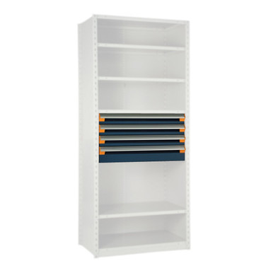 Modular Drawers For Shelving, 36" W x 18" D x 18" H, 4 Drawers, Three 4"H, One 6"H, No Dividers SMS-03-V81-R5LEC-1802