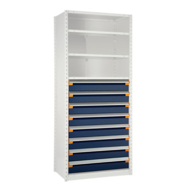 Modular Drawers For Shelving, 36" W x 24" D x 48" H, 8 Drawers, Eight 6"H, Includes Dividers SMS-03-V81-R5LEE-4801