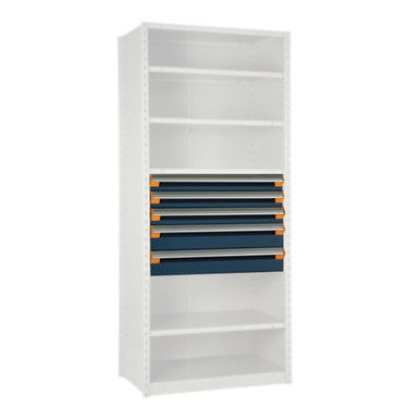 Modular Drawers For Shelving, 48" W x 18" D x 24" H, 5 Drawers, Three 4"H, Two 6"H, No Dividers SMS-03-V81-R5LHC-2402