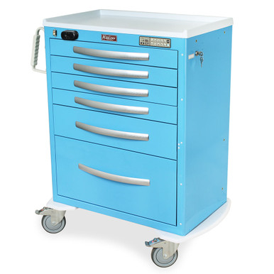 6-Drawer Aluminum Anesthesia Cart With Wireless Electronic Lock, 33" W x 110" D x 37" H, Key Lock SMS-04-V68-MPA3030WLP16