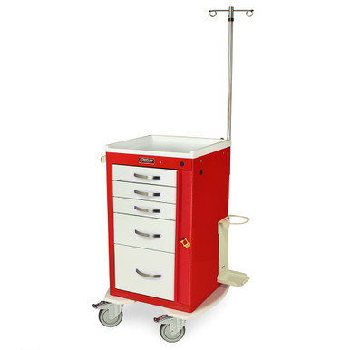 5-Drawer Emergency Cart, 23" W x 110" D x 31" H, Breakaway Lock SMS-04-V68-MPA1824B05-MD18-EMG