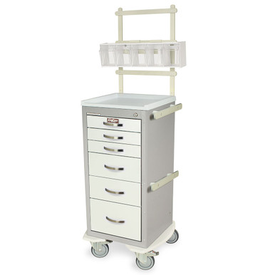 6-Drawer Narrow Anesthesia Cart With Electronic Lock And Rail Kit, 23" W x 110" D x 37" H, Steel SMS-04-V68-MPA1830K06-MD18-ANS