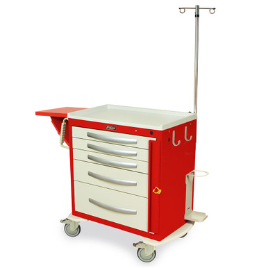 5-Drawer Lightweight Aluminum Emergency Cart, 33" W x 110" D x 31" H, Breakaway Lock SMS-04-V68-MPA3024B05-MD30-EMG1