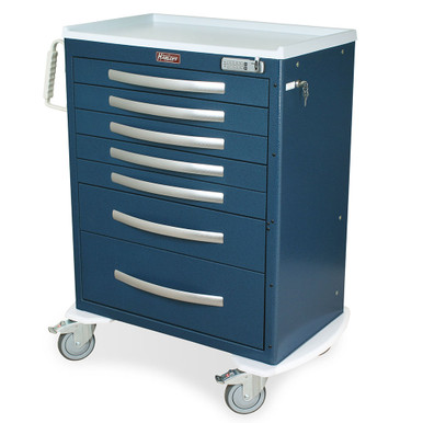 7-Drawer Aluminum Anesthesia Cart, 33" W x 110" D x 37" H, Electronic Lock SMS-04-V68-MPA3030E07