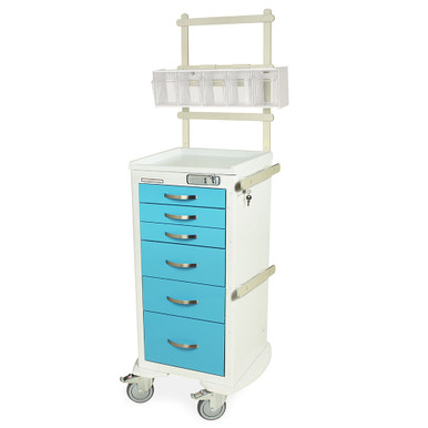 6-Drawer Narrow Anesthesia Cart With Key Lock And Rail Kit, 23" W x 110" D x 37" H, Steel SMS-04-V68-MPA1830E06-MD18-ANS