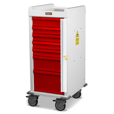 7-Drawer Narrow MRI Emergency Cart, 18" W x 111" D x 310" H, Breakaway Lock SMS-04-V68-MRN7B
