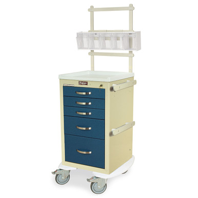 5-Drawer Narrow Anesthesia Cart With Electronic Lock and Tilt Bin Kit SMS-04-V68-MPA1824K05-MD18-ANS