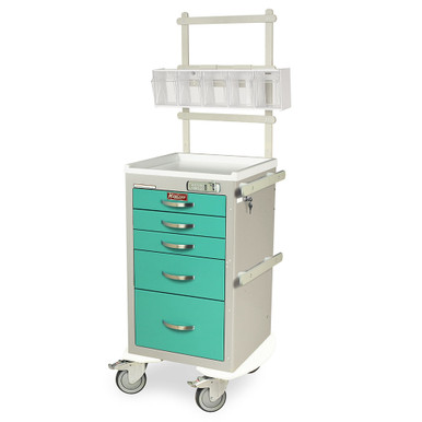 5-Drawer Narrow Anesthesia Cart With Key Lock and Tilt Bin Kit SMS-04-V68-MPA1824E05-MD18-ANS