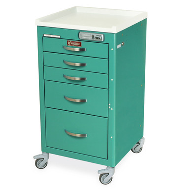 5-Drawer Narrow Steel Anesthesia Cart with Electronic Pushbutton Lock, 16" W x 16" D x 210" H SMS-04-V68-M3DS1824E05