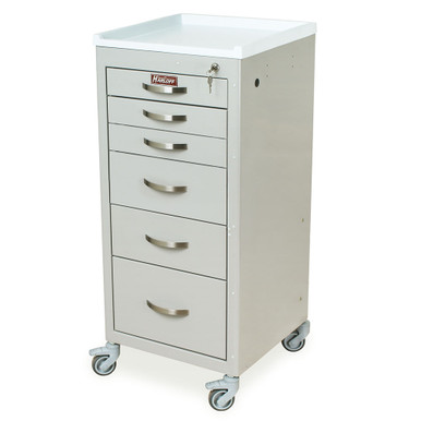 6-Drawer Steel Isolation Cart with Key Lock and Antimicrobial Top, 16" W x 16" D x 34" H SMS-04-V68-M3DS1830K06