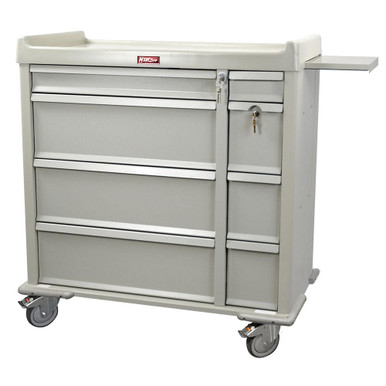 Dual Column Steel Medication Cart, 43" W x 23.5" D x 45.75" H, 8 Bins SMS-04-V68-SL600PC
