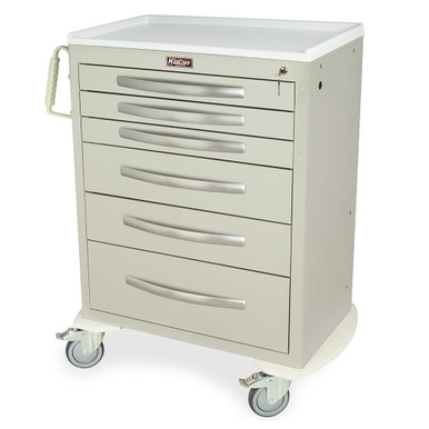 6-Drawer Tall Aluminum Anesthesia Cart, 33" W x 110" D x 37" H, Key Lock SMS-04-V68-MPA3030K06