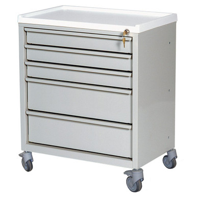 Five Drawer Steel Treatment Cart with Key Lock and Casters, 111" W x 13" D x 24" H SMS-04-V68-ETC-5