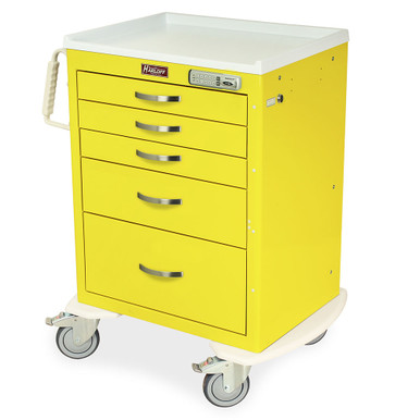 5-Drawer Steel Isolation Cart with Pushbutton Lock and Antimicrobial Top, 26" W x 110" D x 31" H SMS-04-V68-MDS2424E05