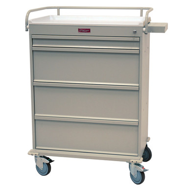 Tall Steel Punch Card Medication Cart With Key Lock, 34.25" W x 22.5" D x 47.75" H, 4 Bins SMS-04-V68-VLT480PC