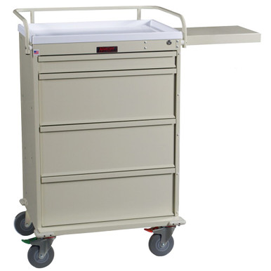 Tall Steel Punch Card Medication Cart With Key Lock And Pull-Out Shelf, 29.5" W x 22.5" D x 44.75" H, 4 Bins SMS-04-V68-VLT360PC