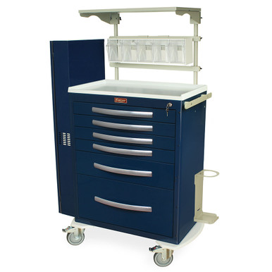 6-Drawer Aluminum Anesthesia Airway Cart, Key Lock And Accessory Package SMS-04-V68-MPA3030K16-MD30-AIRWAYPKG