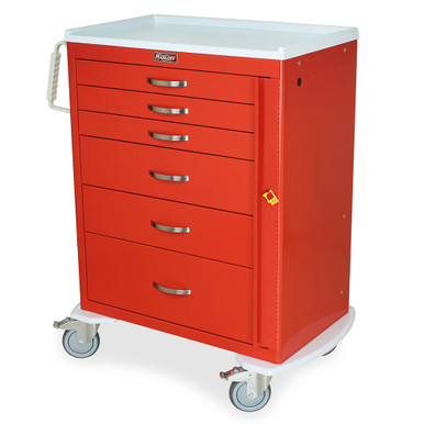 6-Drawer Tall Emergency Crash Cart, 31" W x 110" D x 36" H, Breakaway Lock SMS-04-V68-MDS3030B06