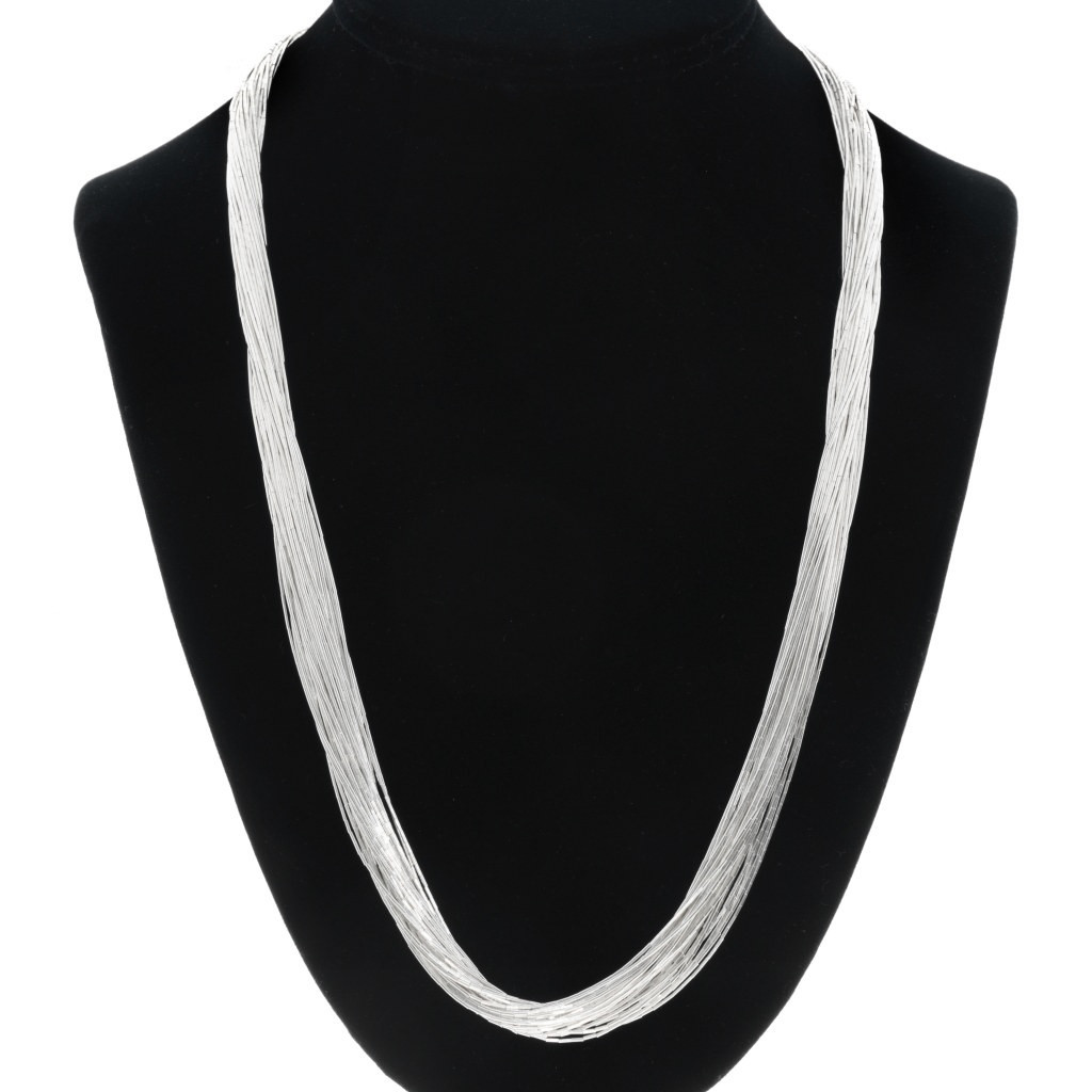 30 Strand Liquid Silver Necklace 32638