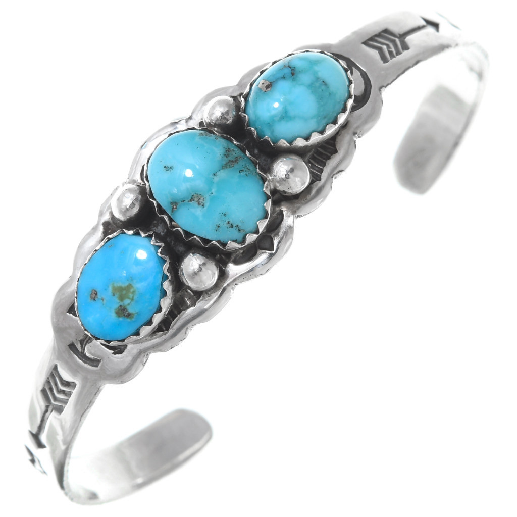 Cute Boy or Girl Native American Genuine Turquoise Baby Bracelet 26365