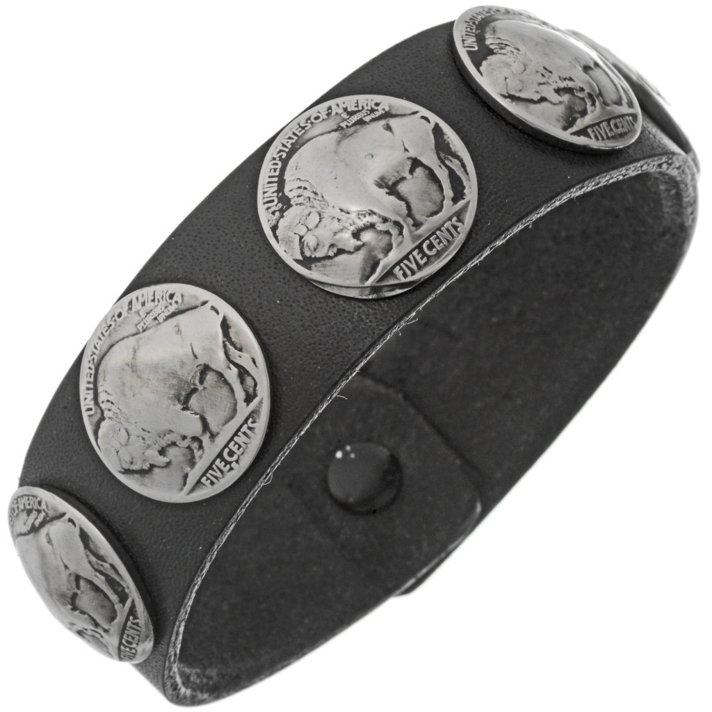 Native American Buffalo Nickel Leather Cuff 24000