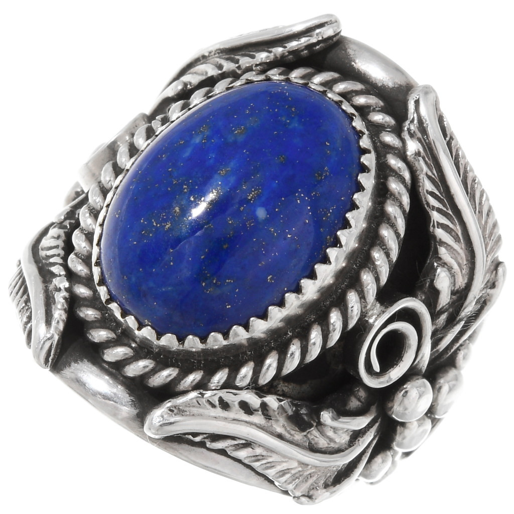Big Boy Lapis Silver Navajo Mens Ring 25688