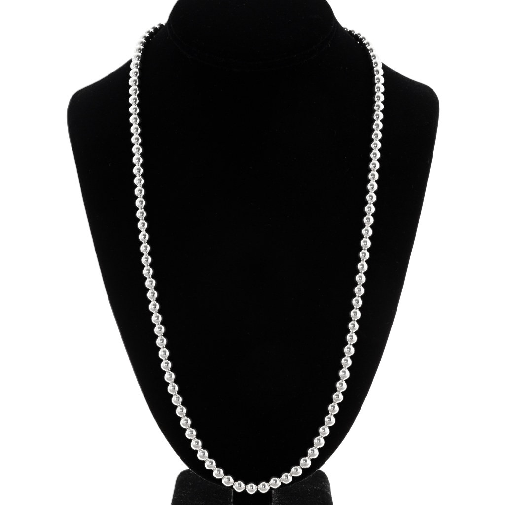 Sterling Silver 6mm Beaded Navajo Style Necklace 25158