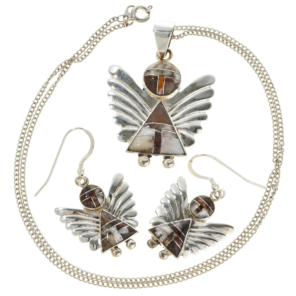 Wild Horse Silver Angel Pendant Set 29524