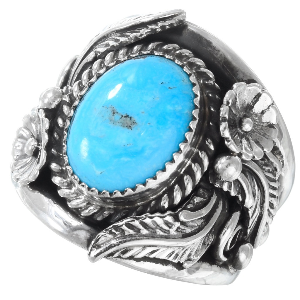 Nice Navajo Turquoise Silver Mens Ring Sizes 9 to 15 Sterling 23204