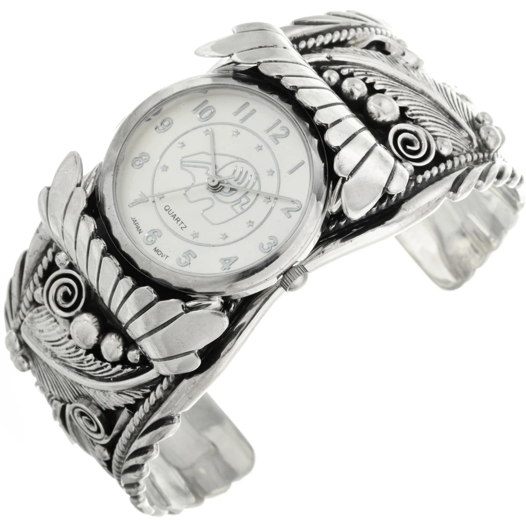 Hammered Sterling Silver Watch Signed SilverBell TF 925 Sterling Silver Filigree Link  main image 4
