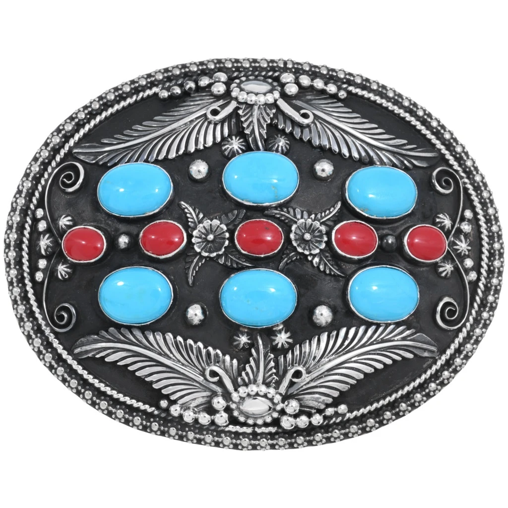 Navajo Silver Gold Belt Buckle 24677 display picture 2