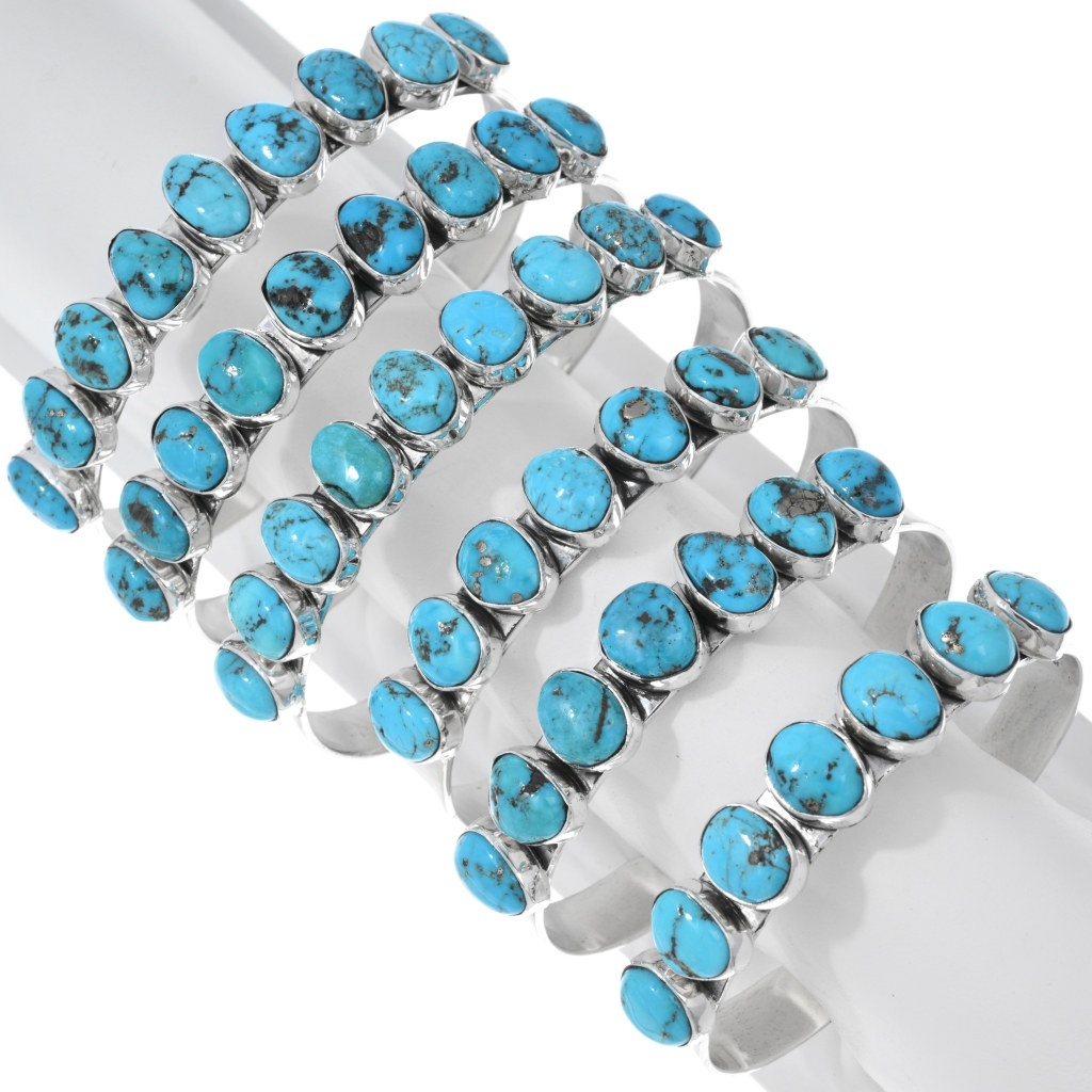 Ithaca Peak Turquoise Sterling Silver Cuff Navajo Made Bracelet 26813