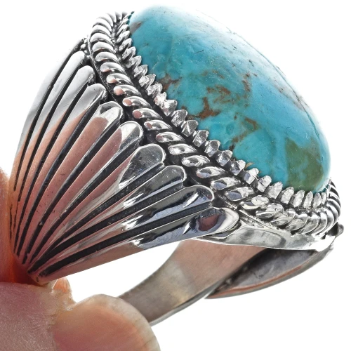 Navajo Kingman Turquoise Silver Mens Ring Sterling Big Boy sizes 29271
